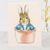 Carte Pierre le Lapin Merci (Fleur jaune)