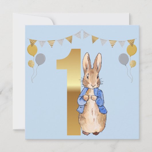 Carte Pierre le lapin Premier anniversaire (Devant)