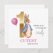 Carte Pierre le lapin Premier anniversaire (Devant / Derrière)