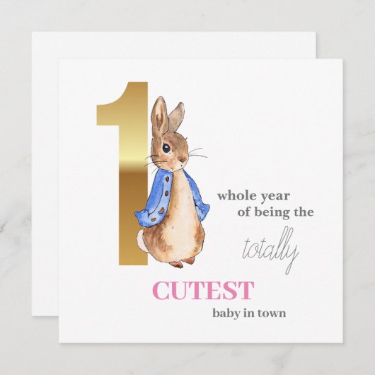 Carte Pierre le lapin Premier anniversaire (Devant / Derrière)