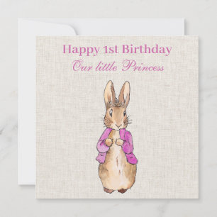 Carte Pierre le lapin rose veste Premier anniversaire