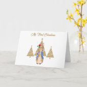 Carte Pierre le lapin Santa Hat Premier arbre de Noël (Fleur jaune)