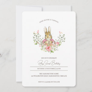 Carte Pierre rose le lapin premier anniversaire Invitati