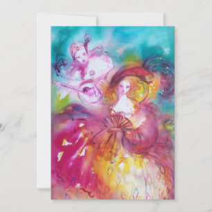 Carte PIERROT ET ARLECCHINA Carnaval vénitien,