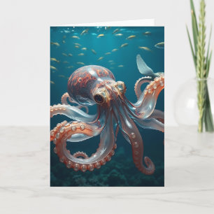 Carte Pieuvre en forme de verre dans la mer profonde