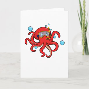 Carte Pieuvre en plongée avec lunettes de natation