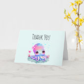 Carte Pieuvre Mignonne Créature Marine Merci (Fleur jaune)