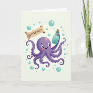 Carte Pieuvre Violette Joyeuse