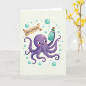 Carte Pieuvre Violette Joyeuse (Fleur jaune)