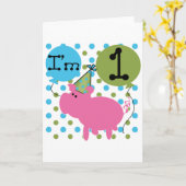 Carte Pig 1er Anniversaire Tshirts et cadeaux (Fleur jaune)