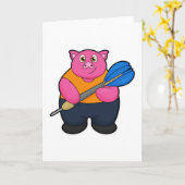 Carte Pig comme joueur de fléchettes avec fléchettes (Fleur jaune)