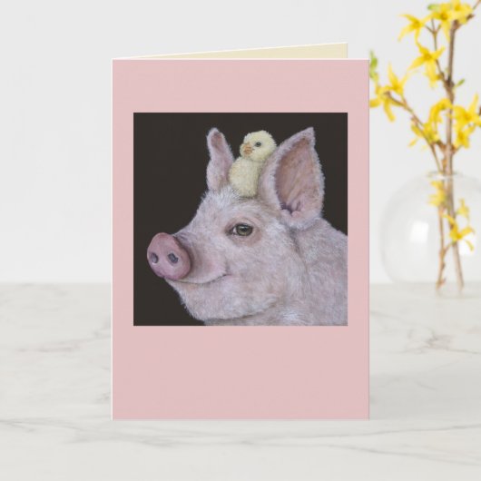 Carte Pig et Peep (Fleur jaune)