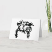 Carte Pig Head Farm Animal Drawing in Black White (Devant)