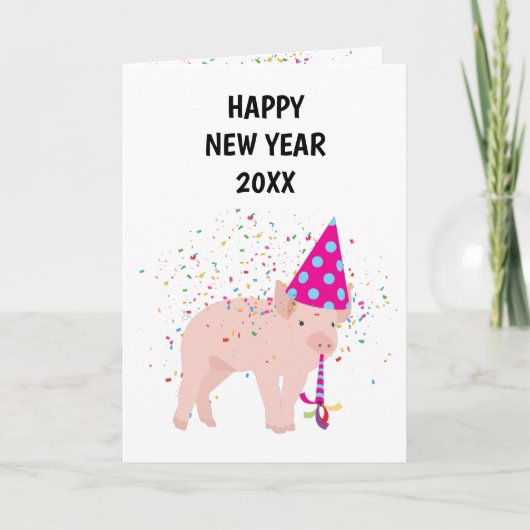 Carte Pig Partys - Animaux Fêtes Nouvel An (Devant)
