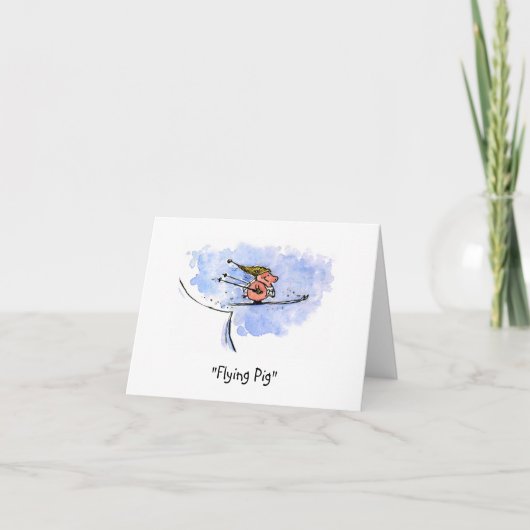 Carte Pig volant Cool Ski Jumping Pig | Juste pour s'amu (Devant)