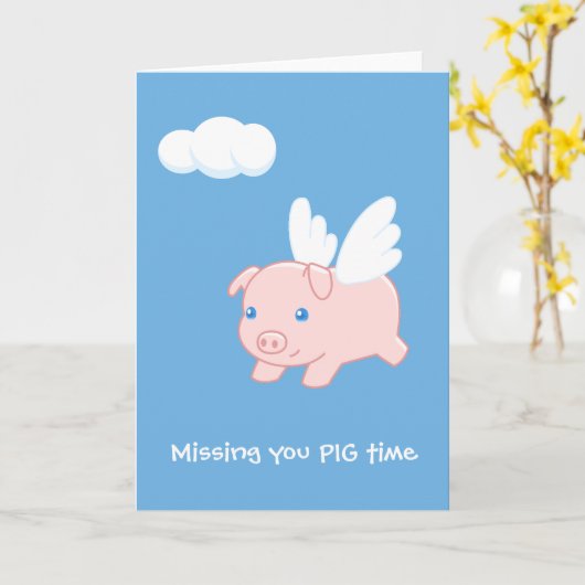 Carte Pig Volant Vous Manquant Vide (Fleur jaune)