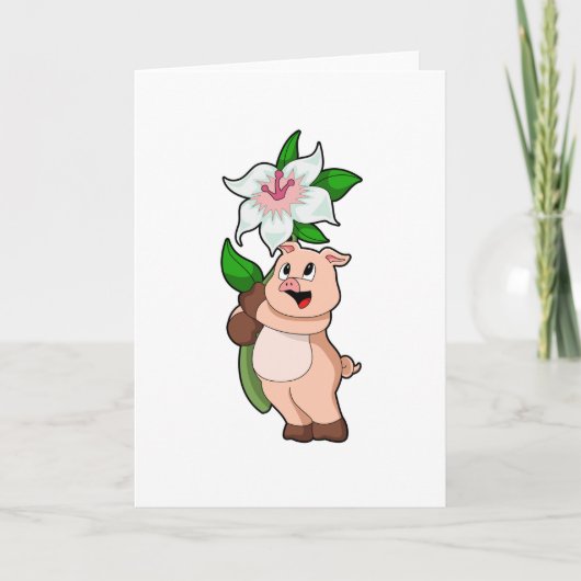 Carte Pig with Flower Lily (Devant)