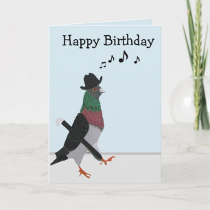 Carte Pigeon en ville Joyeux Anniversaire