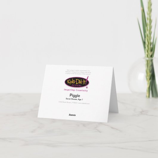 Carte Piggle • Sarah Bowen, âge 7 (Dos)