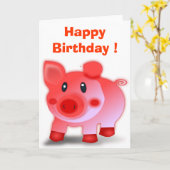 CARTE PIGGY PIGLET "HEUREUX ANNIVERSAIRE" (Fleur jaune)