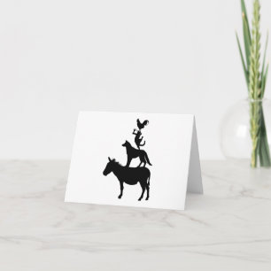 Carte Pile d'animaux, Cheval, Chien, Chat, Rooster BLANC