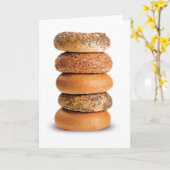 CARTE PILE DE BAGELS LOX LOVE SESAME POPPY SEED CHAQUE (Fleur jaune)