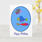 Carte Pile de poisson à l'anniversaire ovale (Fleur jaune)