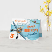 Carte Pilote de Chasseur Avion Garçon Anniversaire (Fleur jaune)