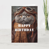 Carte Pilote de chat d'anniversaire Aviateur Cool Drôle  (Devant)