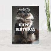 Carte Pilote de chat d'anniversaire aviateur cool drôle (Devant)