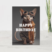 Carte Pilote de chat d'anniversaire Aviateur Cool Drôle  (Devant)