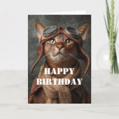 Carte Pilote de chat d'anniversaire Aviateur drôle et co (Devant)