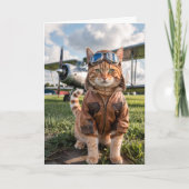 Carte Pilote de chat et avion, Cool Funny Aviation Anniv (Devant)