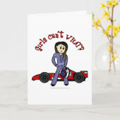 Carte Pilote de voiture de course légère fille (Fleur jaune)