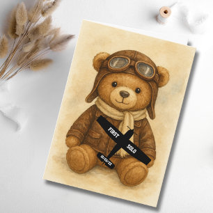 Carte Pilote Étudiant Premier Solo Avion & Nounours
