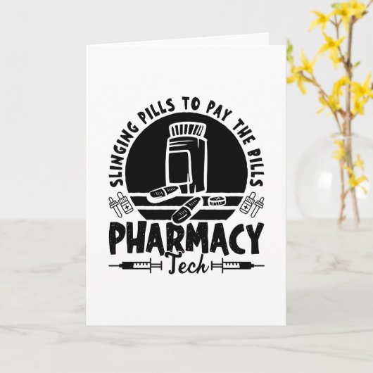 Carte Pilules de façade Pharmacy Technicien Cadeau (Fleur jaune)