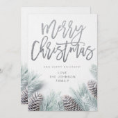 Carte Pin à neige et feuille Joyeux Noël (Devant / Derrière)