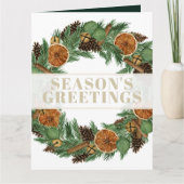Carte Pin d'hiver rustique saison Wreath plié vacances (Devant)