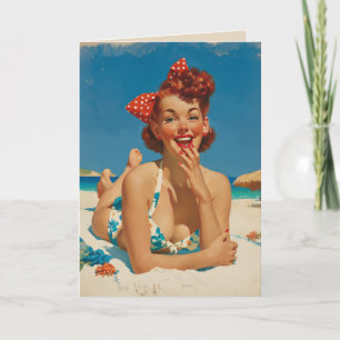 Carte Pin-Up de la Plage Rétro