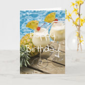 Carte piña colada ananas anniversaire (Fleur jaune)