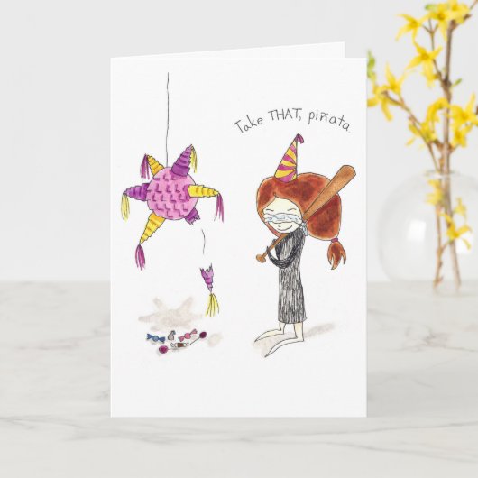 Carte Pinata Anniversaire (Fleur jaune)