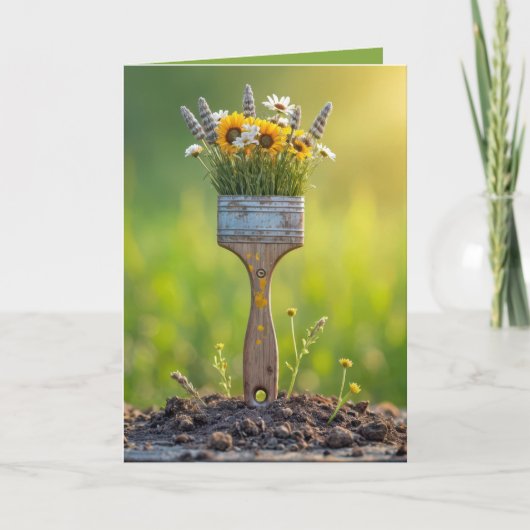 Carte Pinceau Avec Fleur sauvage (Devant)