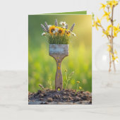 Carte Pinceau Avec Fleur sauvage (Fleur jaune)