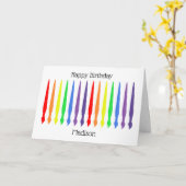 Carte Pinceaux, couleurs arc-en-ciel, joyeux anniversair (Fleur jaune)