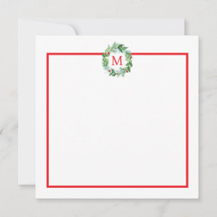 Carte Pine Berries Aquarelle Xmas Wreath Monogramme Merc