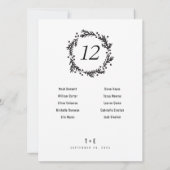 Carte Pine & Berries Wreath Table Numéros & Noms Événeme (Dos)