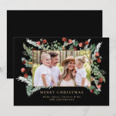 Carte Pine Boughs & Berries Photo Noir Noël (Devant / Derrière)