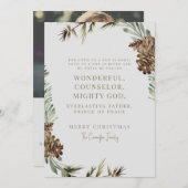 Carte Pine Cone Écriture de Noël Photo chrétienne (Devant / Derrière)