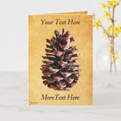 Carte Pine Cône Sur Papier Vintage (Fleur jaune)