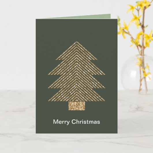 Carte Pine Green Gold Glitzy Parties scintillant Arbre d (Fleur jaune)